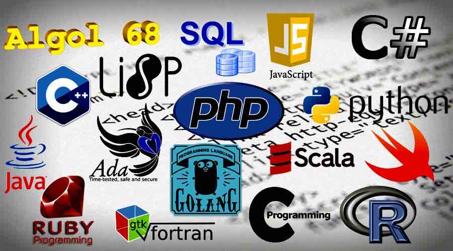 Distintos lenguajes de programación y sus logos.